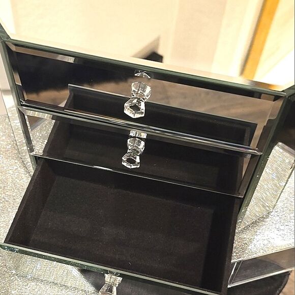 American Atlier Oblong Octagon 3-Drawer Mirror Jewelry Storage Box - Picture 10 of 10